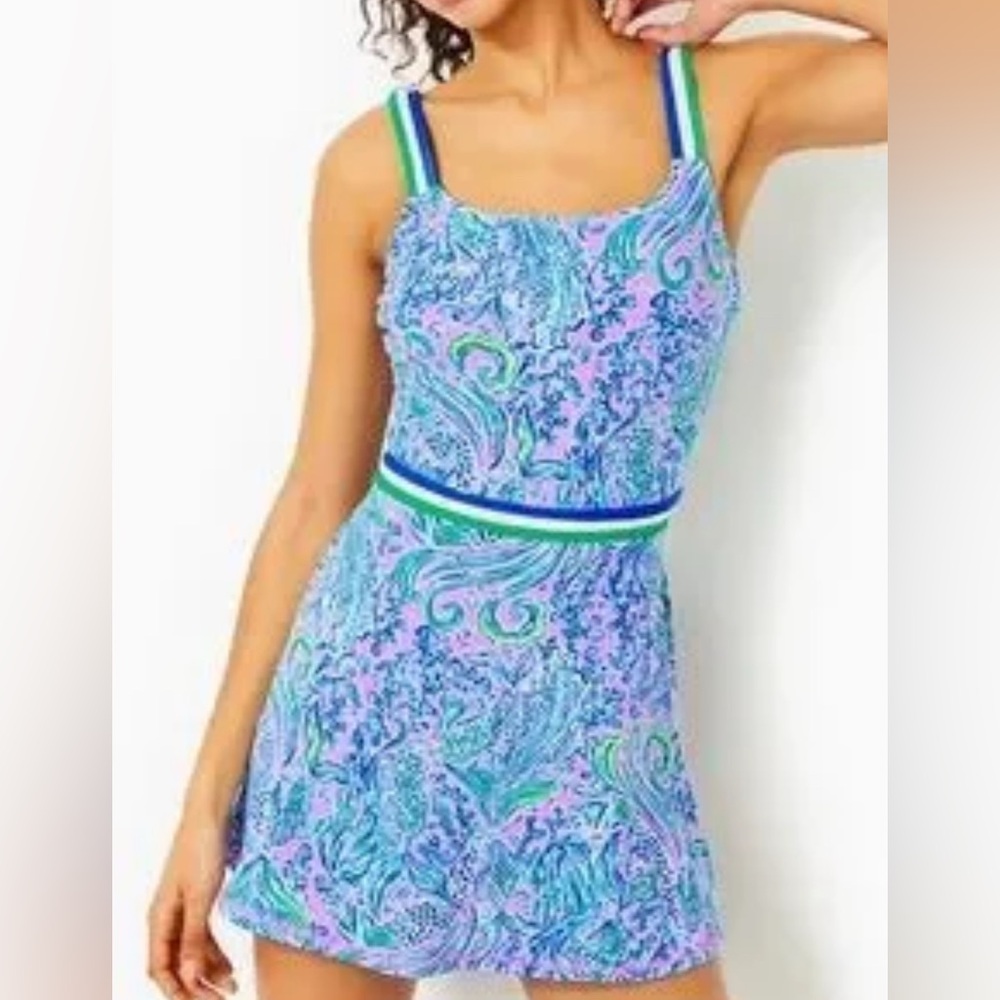 Lilly Pulitzer Tennis or Pickleball Dress Lilac Rose We Mermaid It UPF 50+